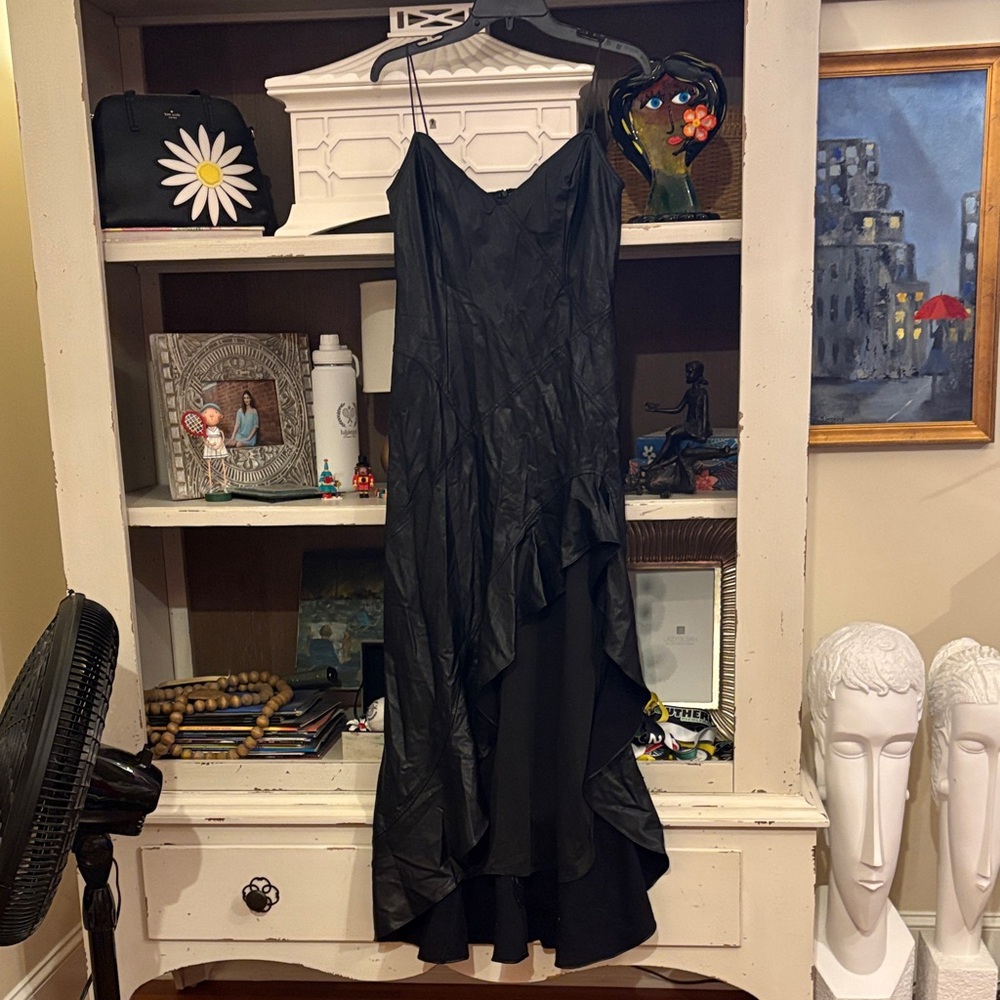 Amanda Uprichard Simone Faux Leather Dress SZ M EUC - Picture 4 of 6